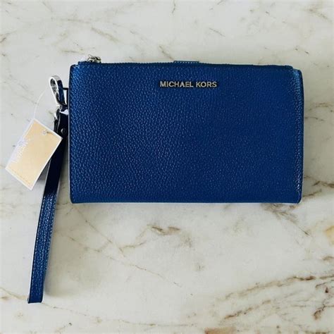 michael kors grecian blue phone wallet|Michael Kors Wallet with strap.